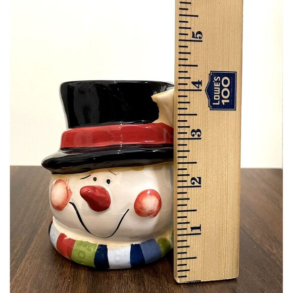 Holiday Snowman Coffee Mug With Scarf Handle Small Christmas Cup - Picture 7 of 8